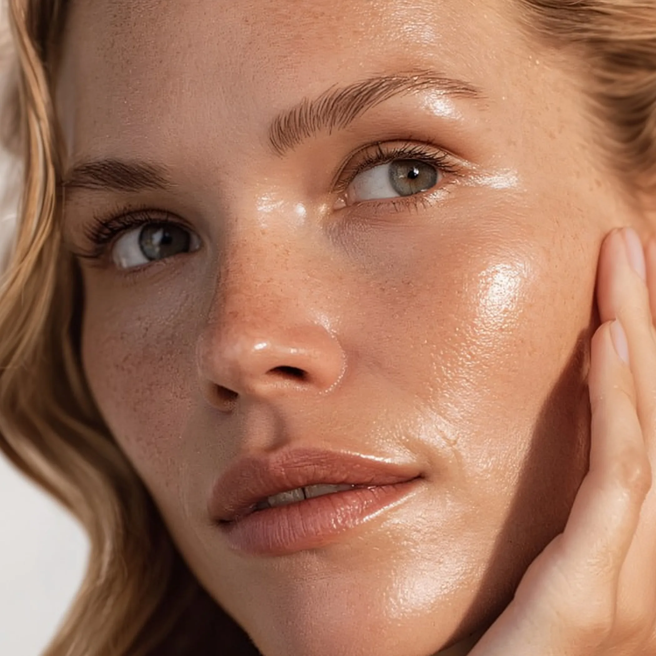 close-up of healthy dewy skin
